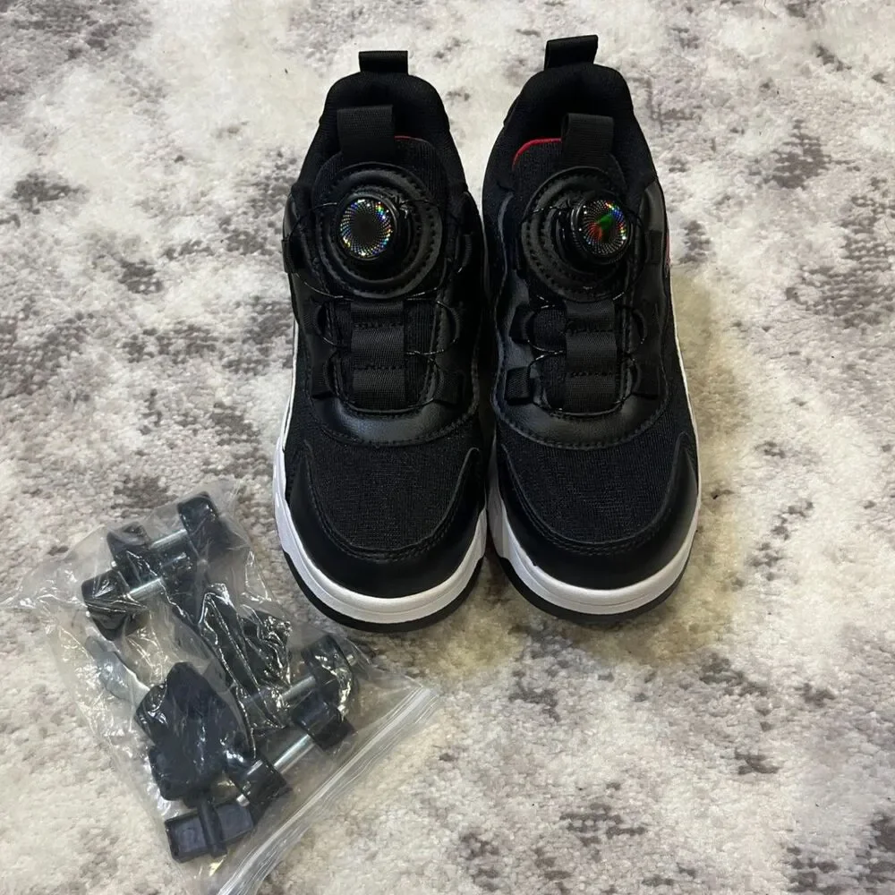 Roller skate shoes for kids boys girls sport sneakers 4 wheels footwear Sz 3